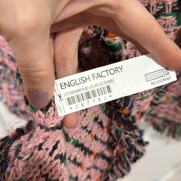 ENGLISH FACTORY PINK TWEED BOLERO SWEATER JACKET SMALL - Picture 11 of 11